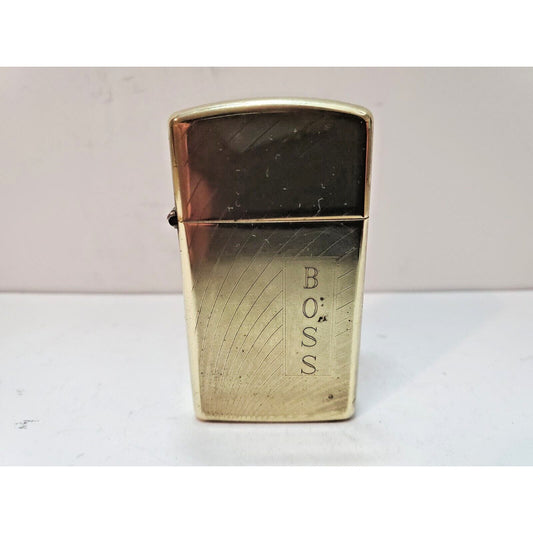 Vintage Working Zippo Engraved BOSS FROM CREW Brass Lighter 6127/33