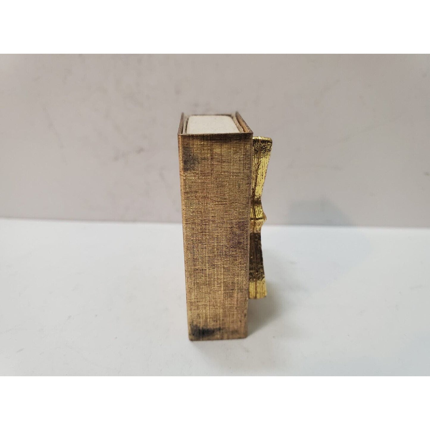 Vintage Gold Tone Metal Match Box Holder & Box 1-1/4" x 1-3/4" Sweden 6095-8/31