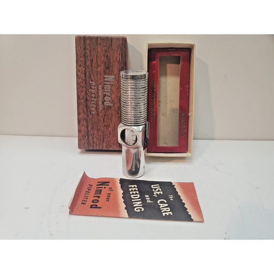Vintage Working Nimrod Pipeliter Pipe Lighter, Original Box 6255/24