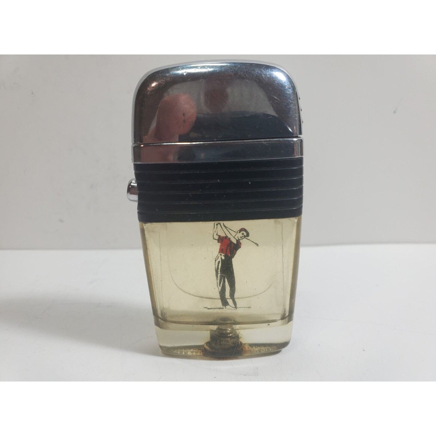 WORKING VINTAGE Scripto Vu Lighter Golfer & Black Band 5928/29