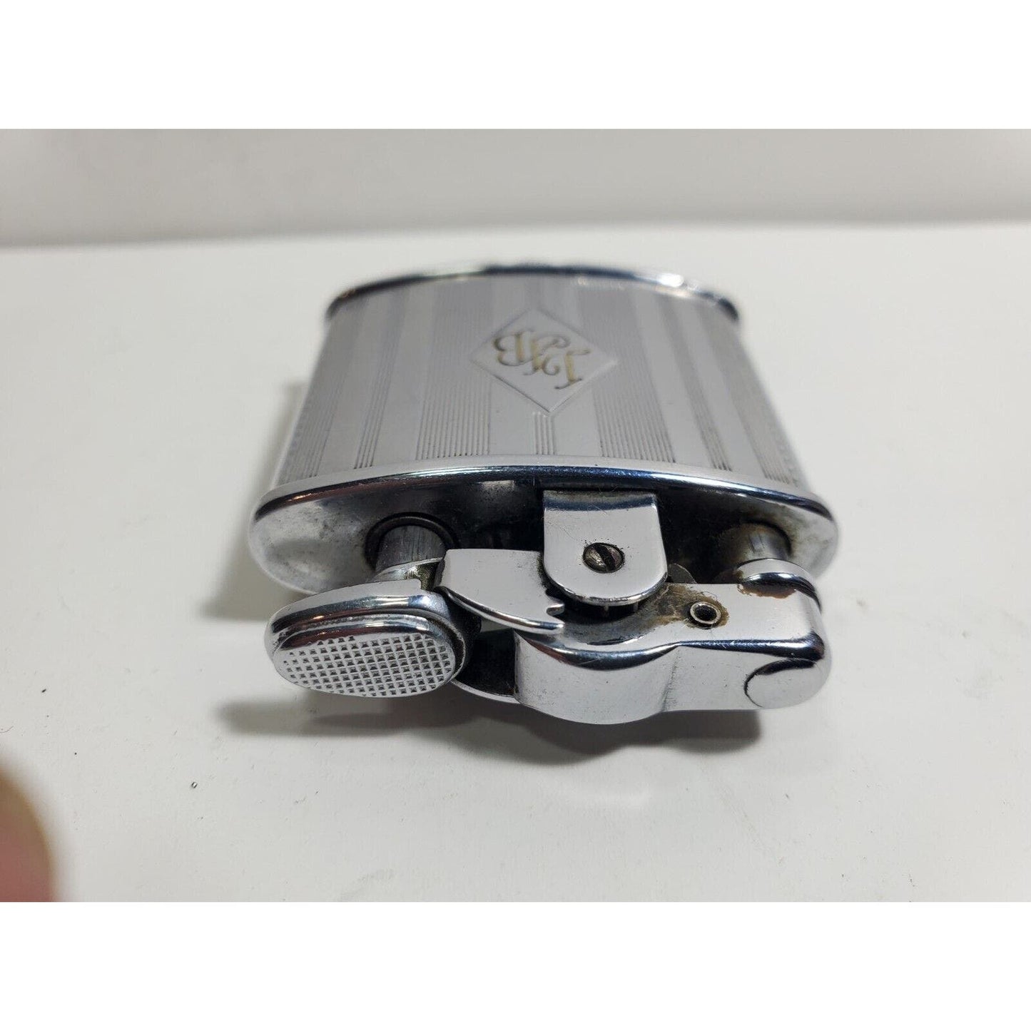 Working Vintage Ronson Art Metal Works Art Deco De-Light Silver Lighter. RARE