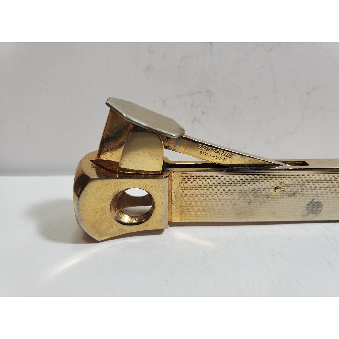 Vintage Working German Donatus Solingen Gold Tone Cigar Cutter 5942/6