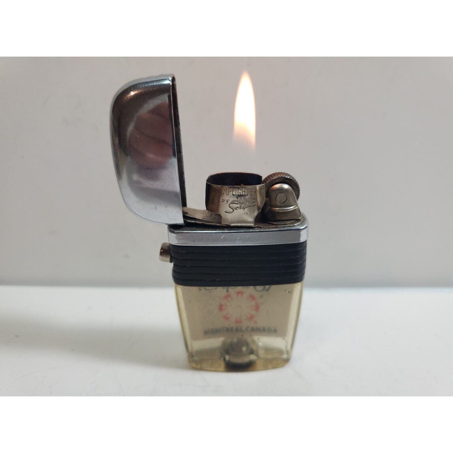 Vintage Working Scripto VU Lighter Expo 67 Montreal Canada / Black Band 5999/29