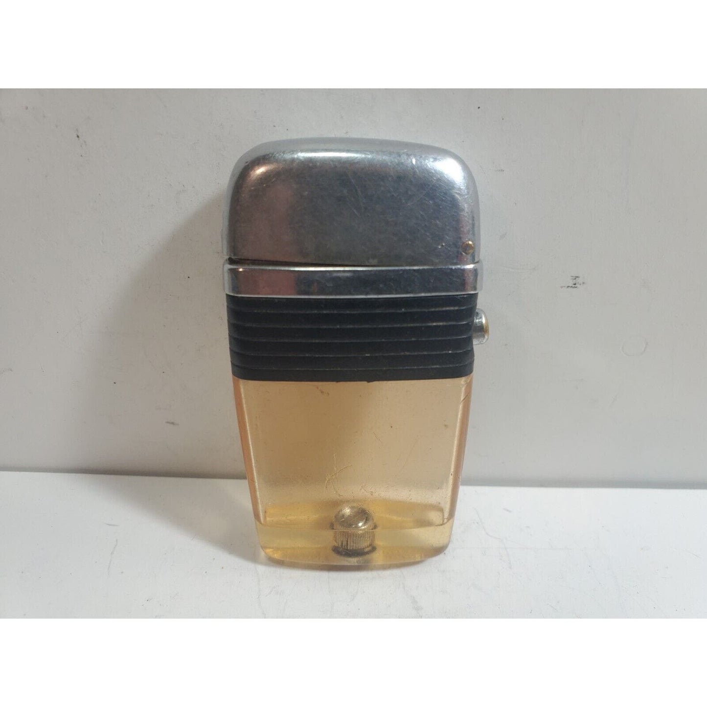 Vintage Working Scripto VU Lighter, Clear No Insert, Black 6061/29