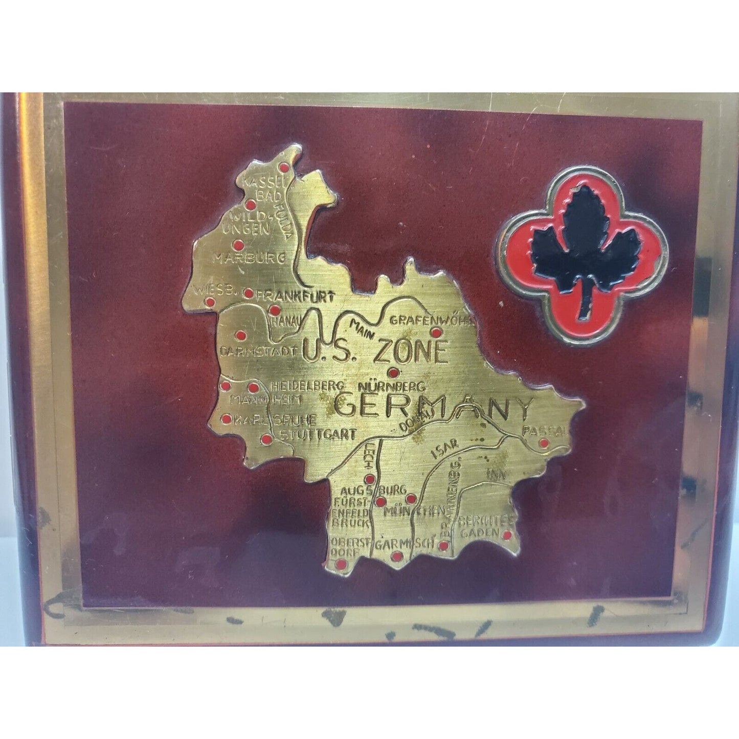 Vintage US Zone OCCUPATION GERMAN Brass Embossed Map Cigarette Case 6159/21