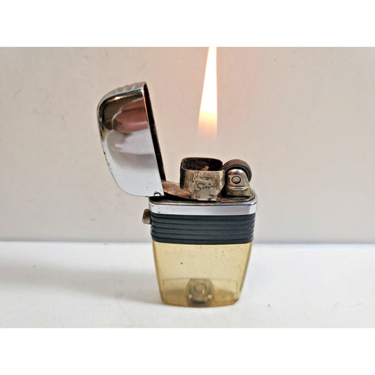 Vintage Working Scripto VU Lighter, Clear No Insert, Black 5986/29