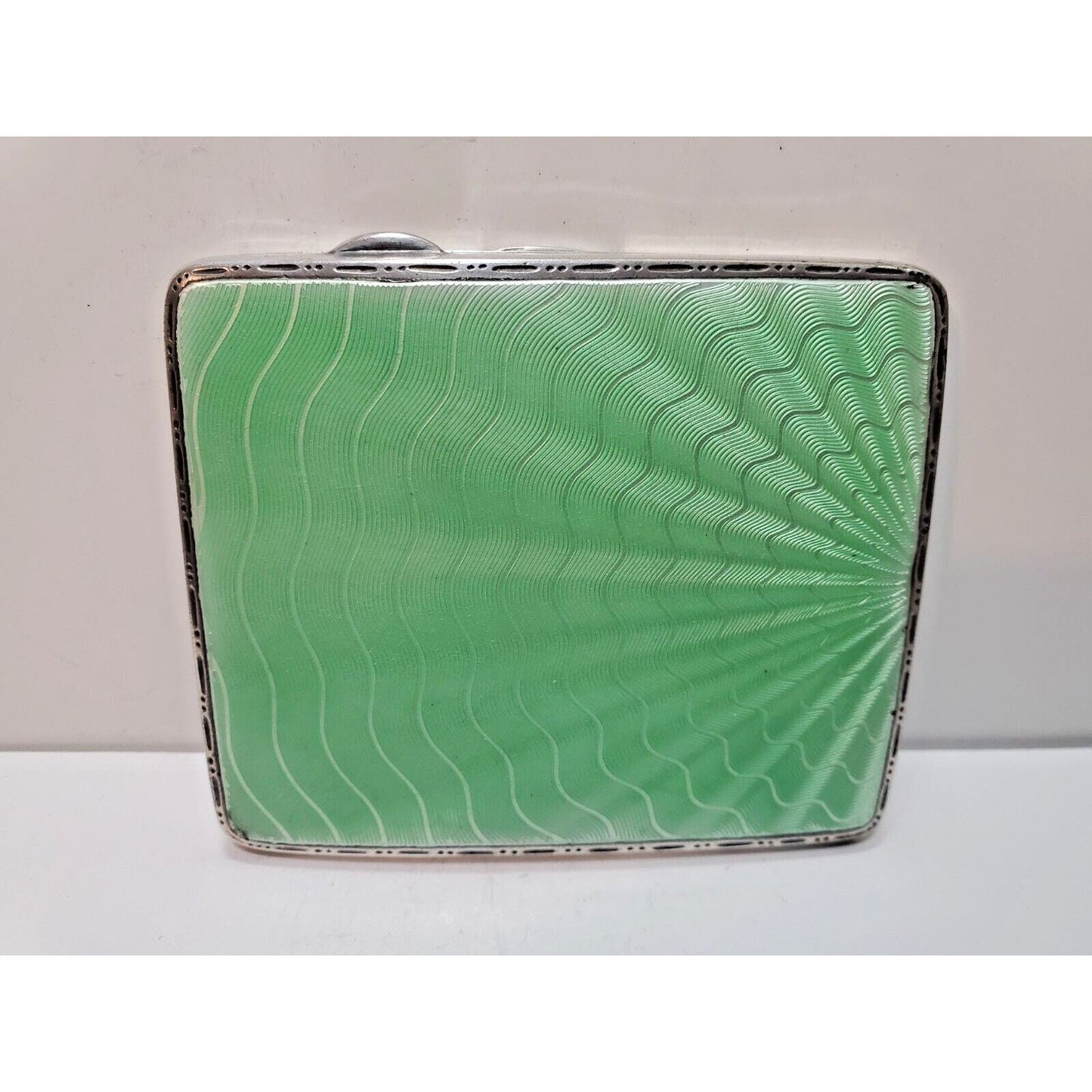Unique Sterling Silver Guilloche Enamel Vermeil Cigarette Case England 6146/3