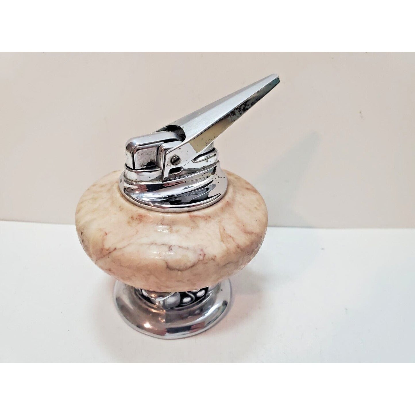 Working Vintage Ronson NORDIC Italian Marble Table Lighter Silver 6202/13