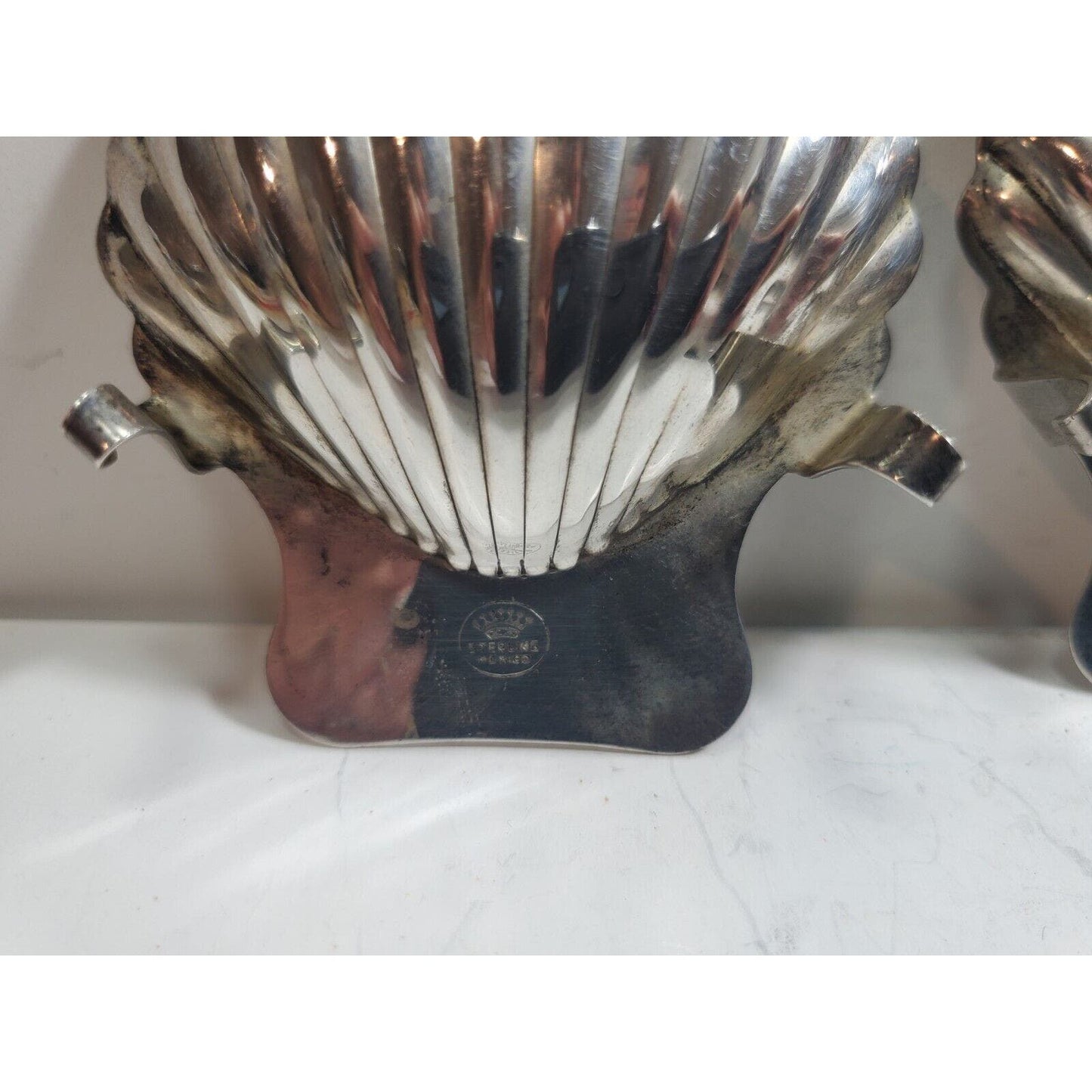 Lot Of 2 Sterling Silver Clam SHELL NUT BOWL Jewelry Trinket Dish Ashtray 3"