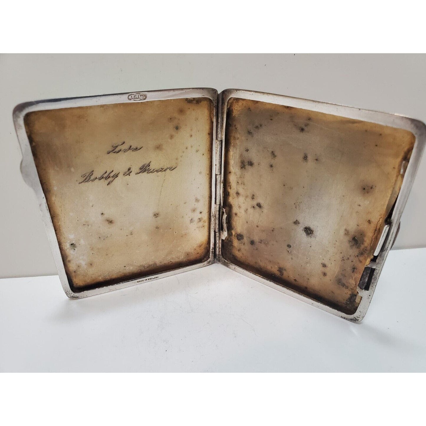 Unique Sterling Silver Guilloche Enamel Vermeil Cigarette Case England 6146/3