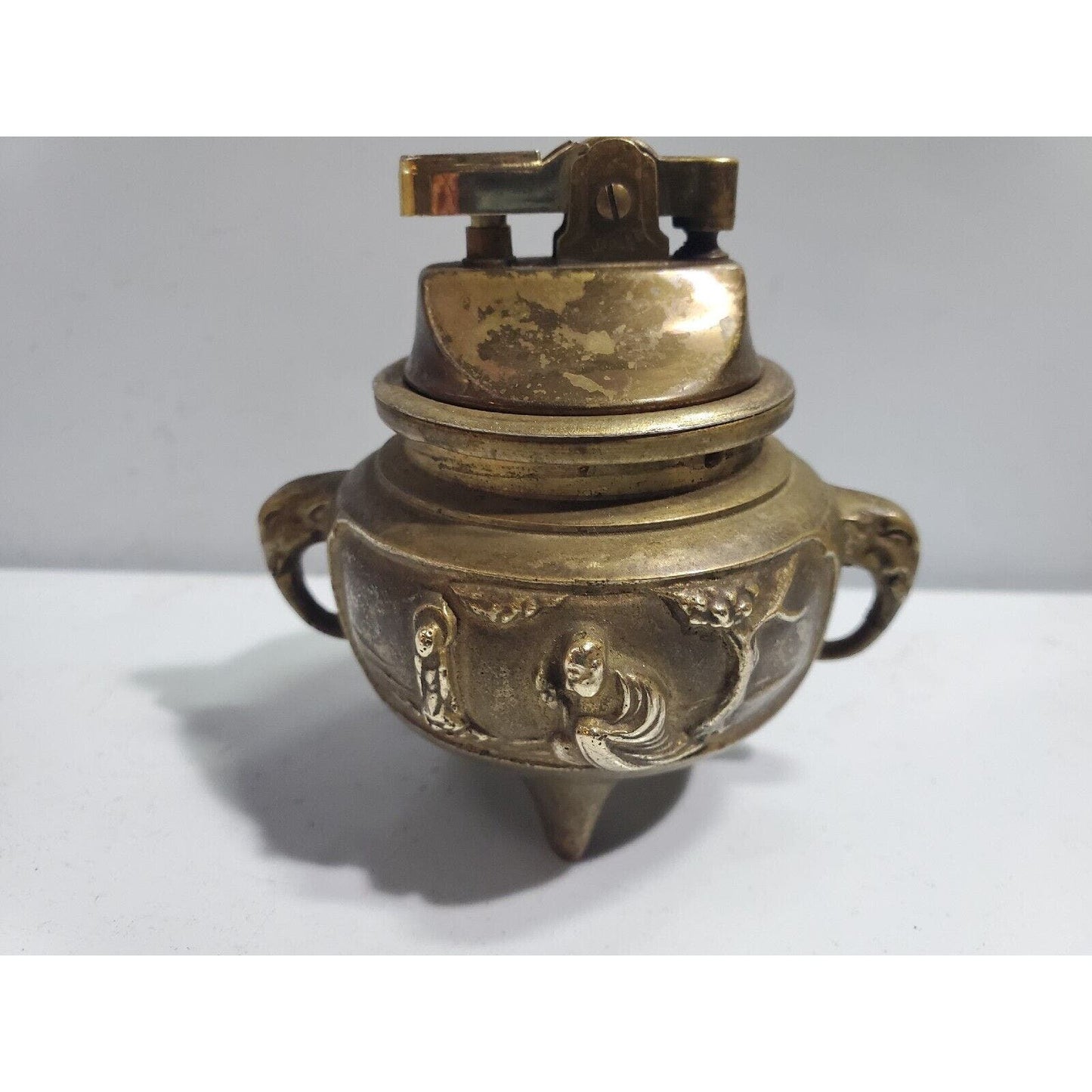Vintage Working MONK PRAYING Brass Table Lighter / RARE 5361/22