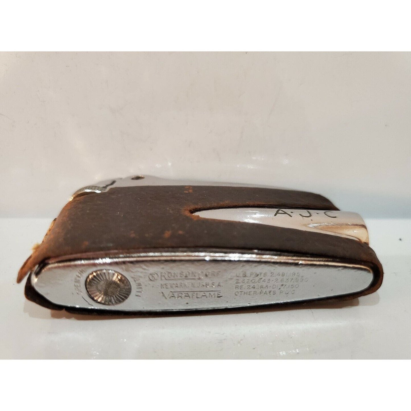 Vintage Working Ronson Premiere Leather Wrapped Adonis Varaflame Lighter 762/26