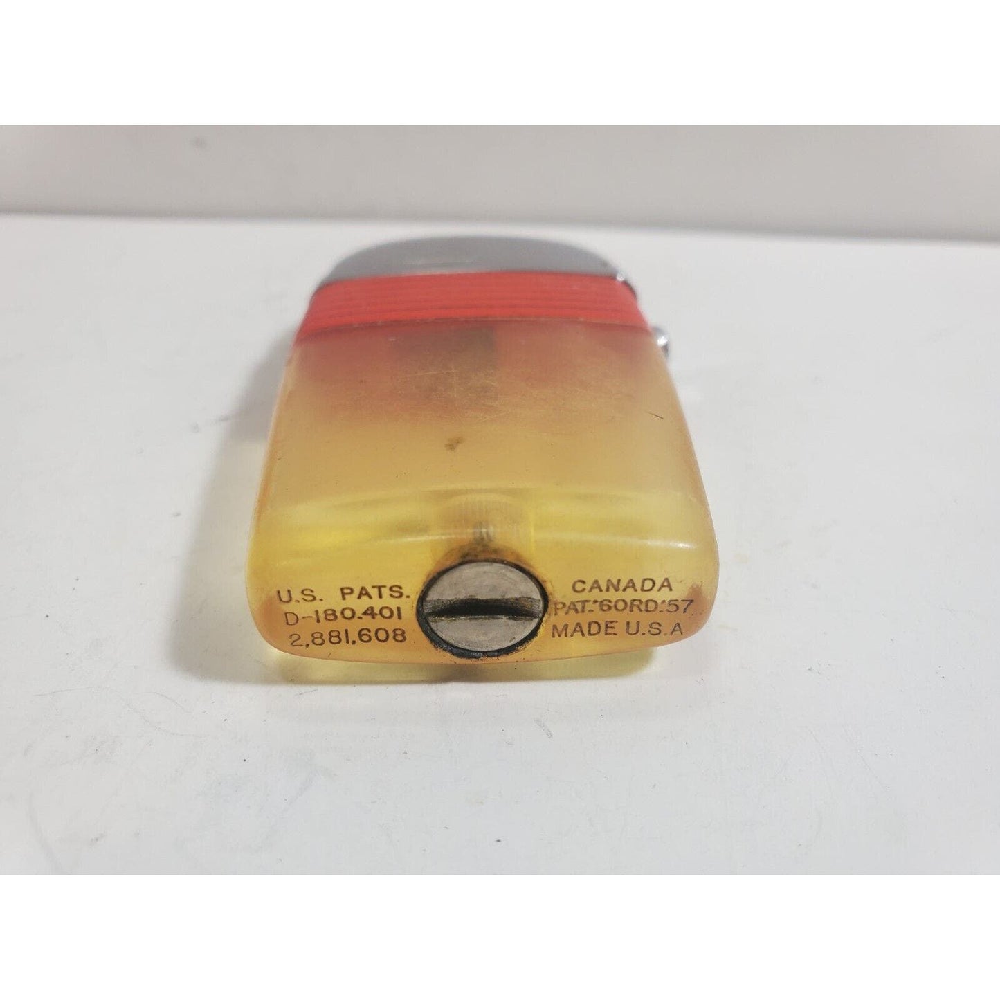 Vintage Working Scripto VU Lighter, Clear No Insert, Red 6058/29