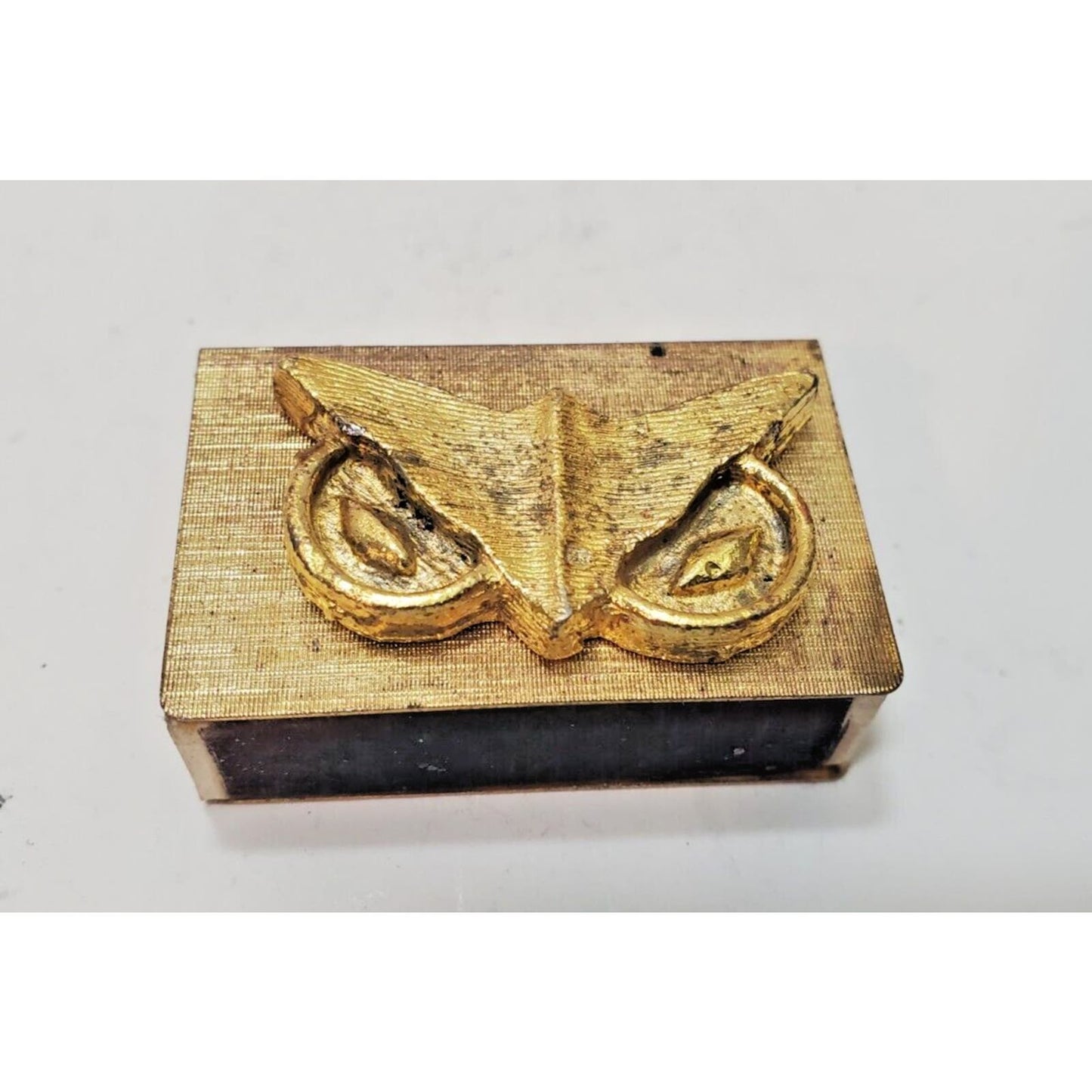 Vintage Gold Tone Metal Match Box Holder & Box 1-1/4" x 1-3/4" Sweden 6095-8/31