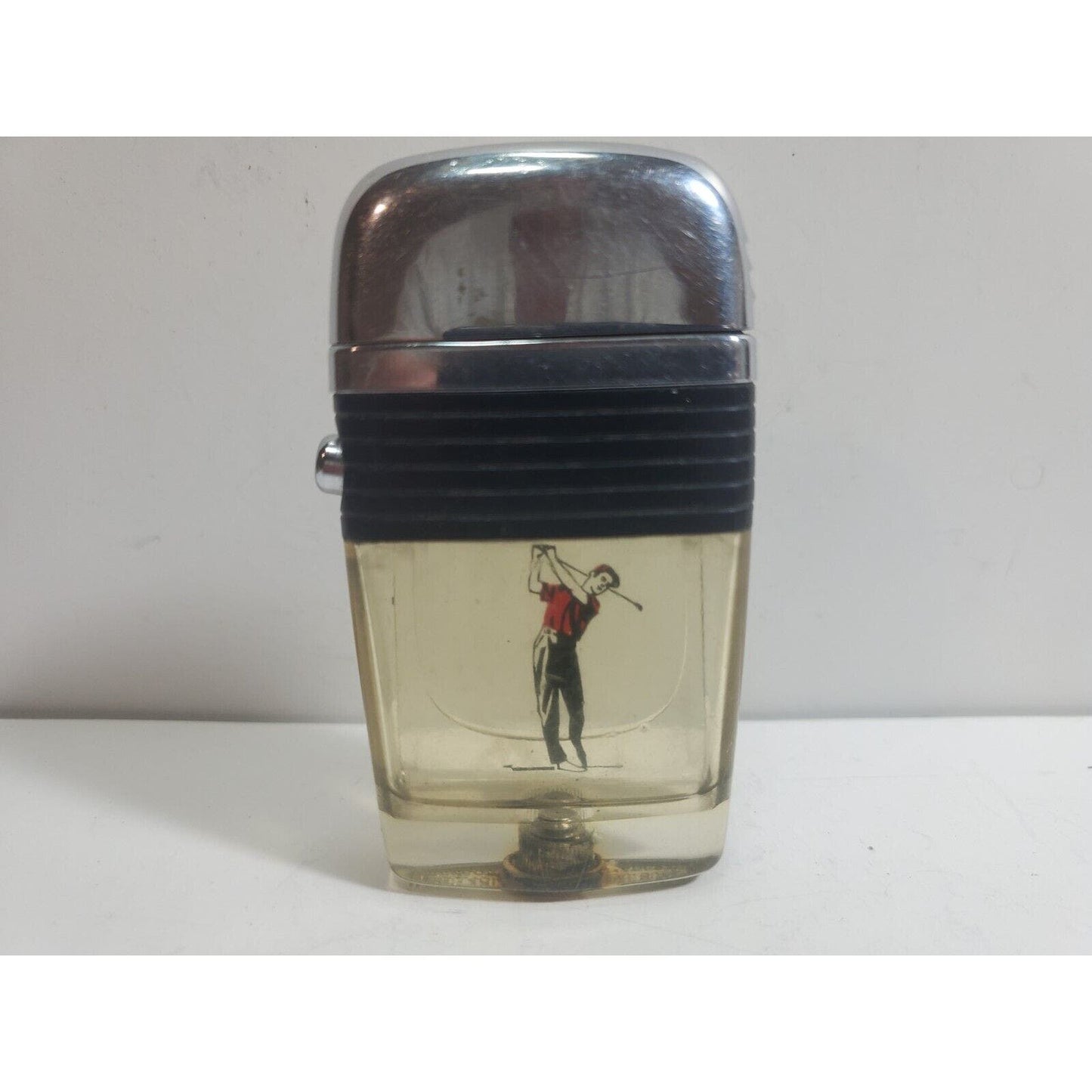 WORKING VINTAGE Scripto Vu Lighter Golfer & Black Band 5928/29
