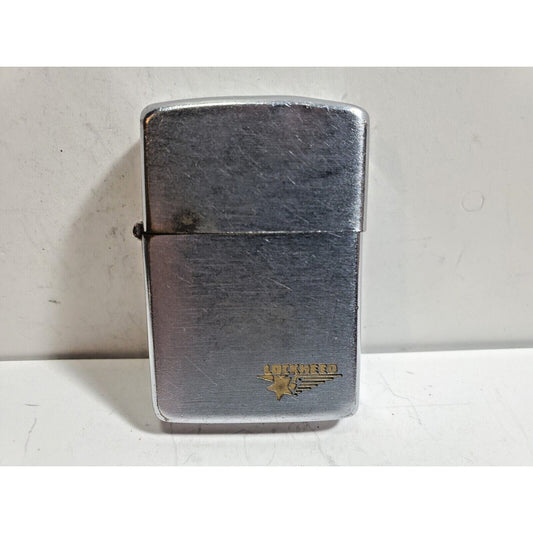 Vintage "Lockheed Aircraft" Logo Zippo Lighter Pat # 2042695 3 Barrel Hinge