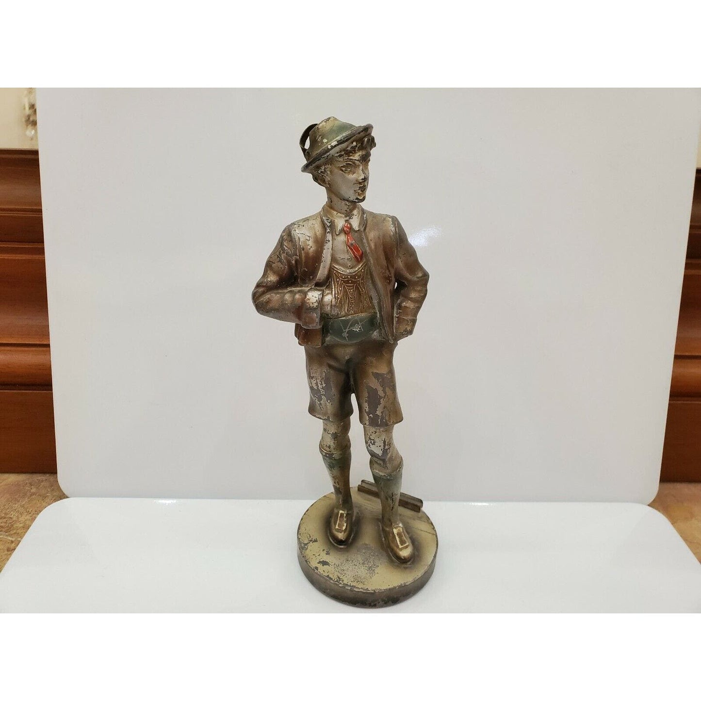 Vintage 1900s Austria Cold Painted Alpine Mountaineer / Boy Striker Lighter 8.5"