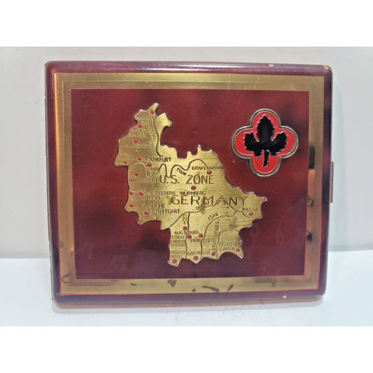Vintage US Zone OCCUPATION GERMAN Brass Embossed Map Cigarette Case 6159/21