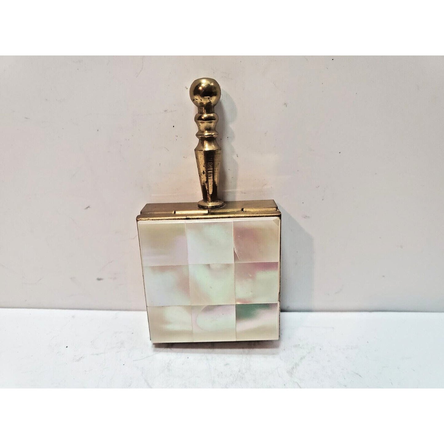 Vintage Brass Mother Of Pearl Fifth Avenue Miniature Ashtray 1.25” 1960’s