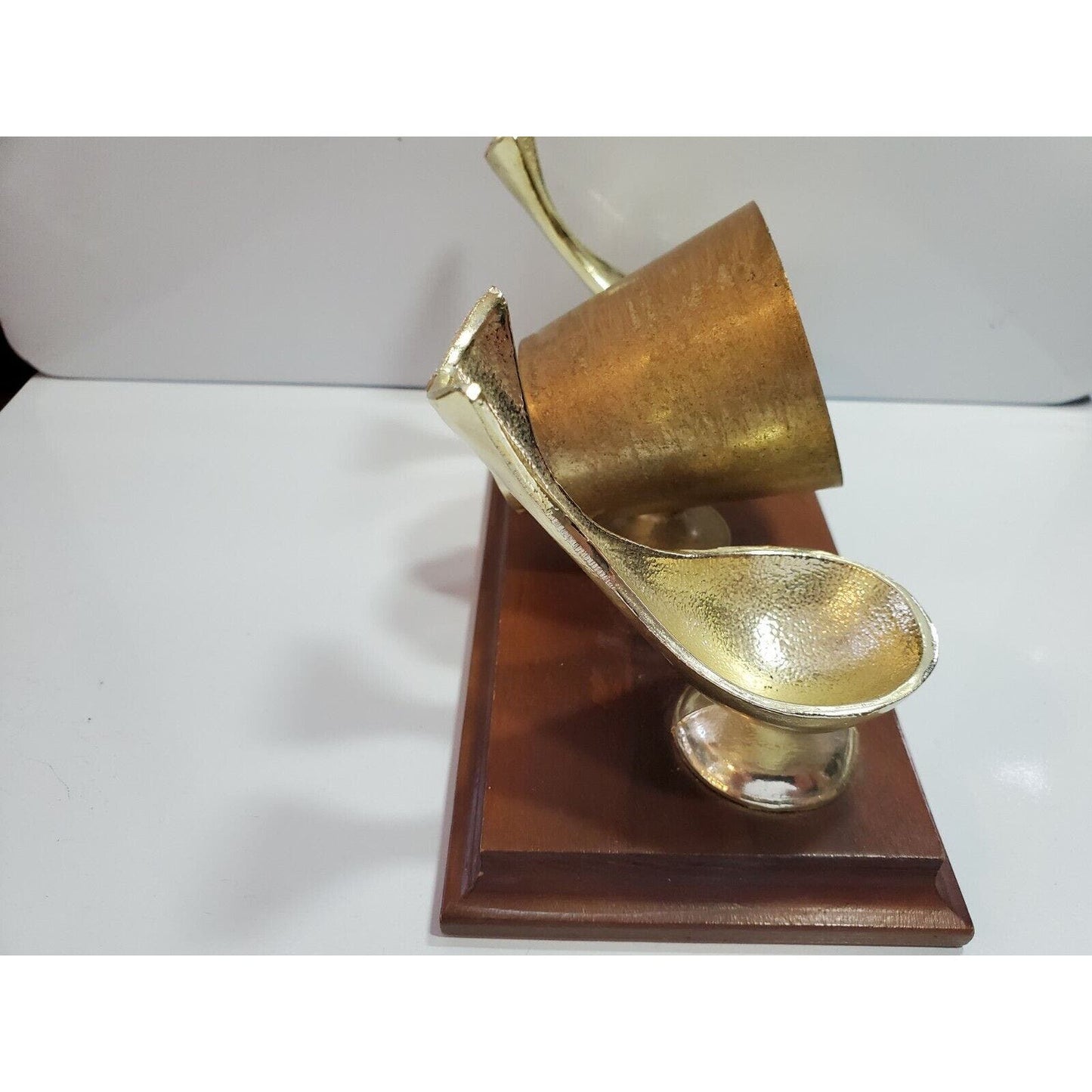 Vintage PAX Desk Pipe Rest Gold Tone Metal Double Holder & THERMOMETER 3007/44