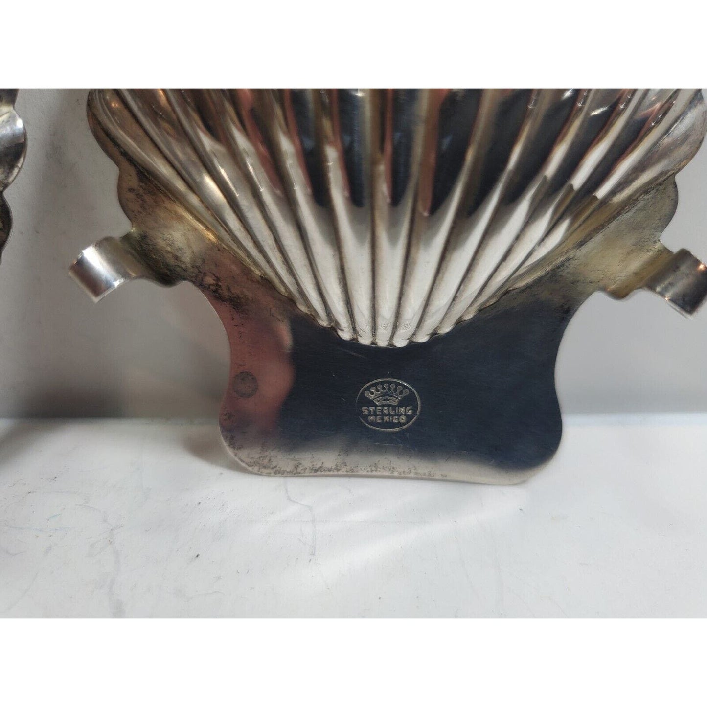 Lot Of 2 Sterling Silver Clam SHELL NUT BOWL Jewelry Trinket Dish Ashtray 3"