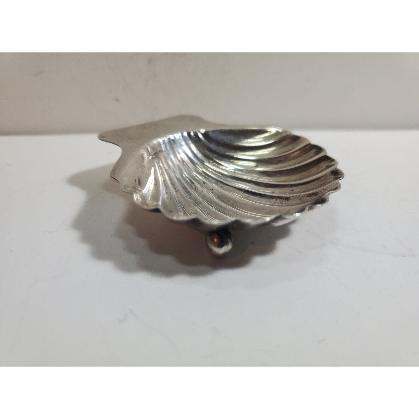 Lot Of 2 Sterling Silver Mexico Scalloped Shell Ball Feet Footed Dish Clam 3"