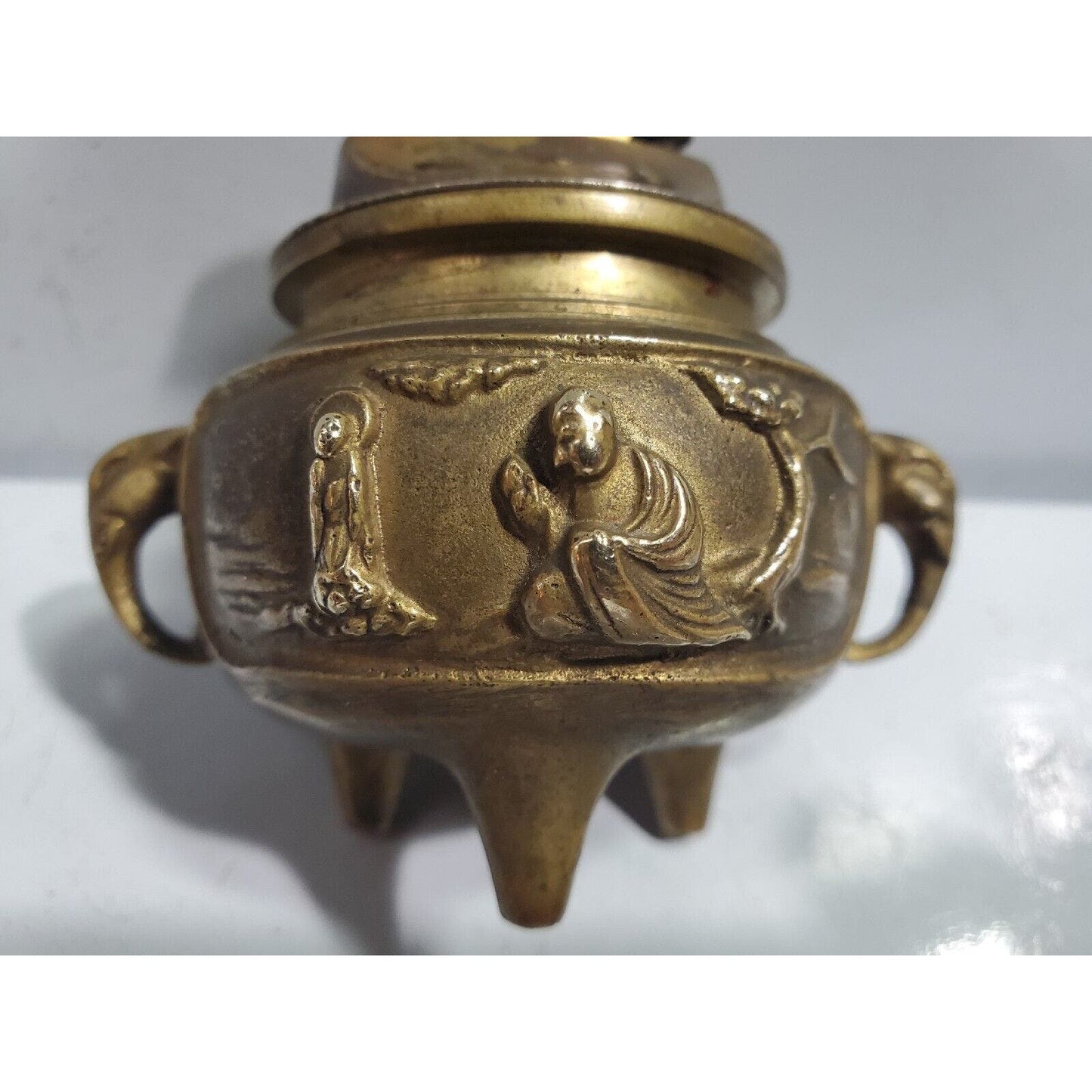Vintage Working MONK PRAYING Brass Table Lighter / RARE 5361/22