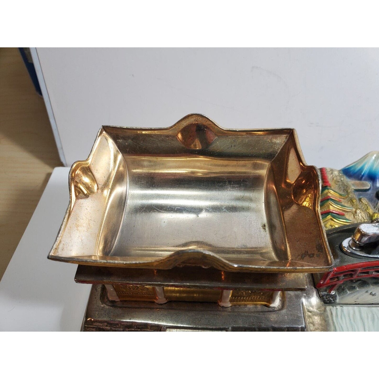 Vintage Mid Century Japan Smoking Working Lighter Dragon Ashtray, Cigarette Case