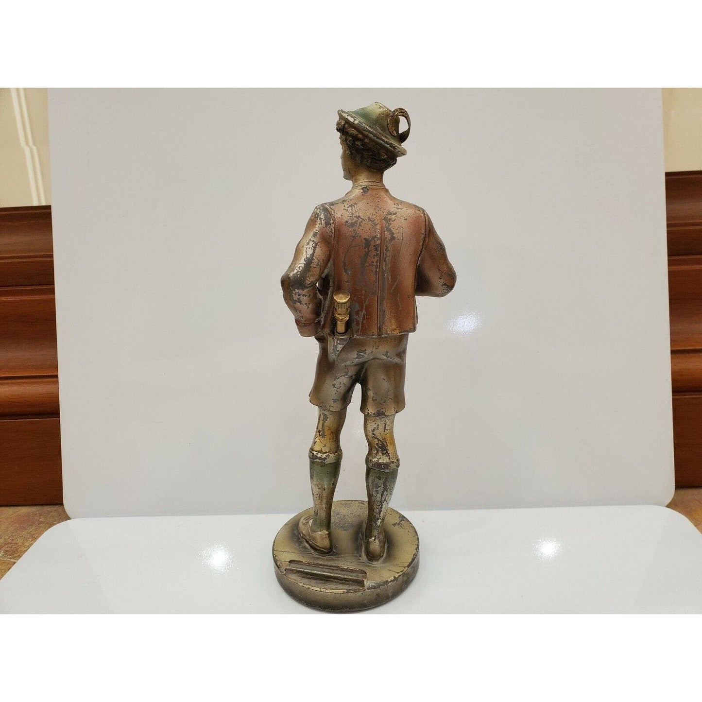 Vintage 1900s Austria Cold Painted Alpine Mountaineer / Boy Striker Lighter 8.5"