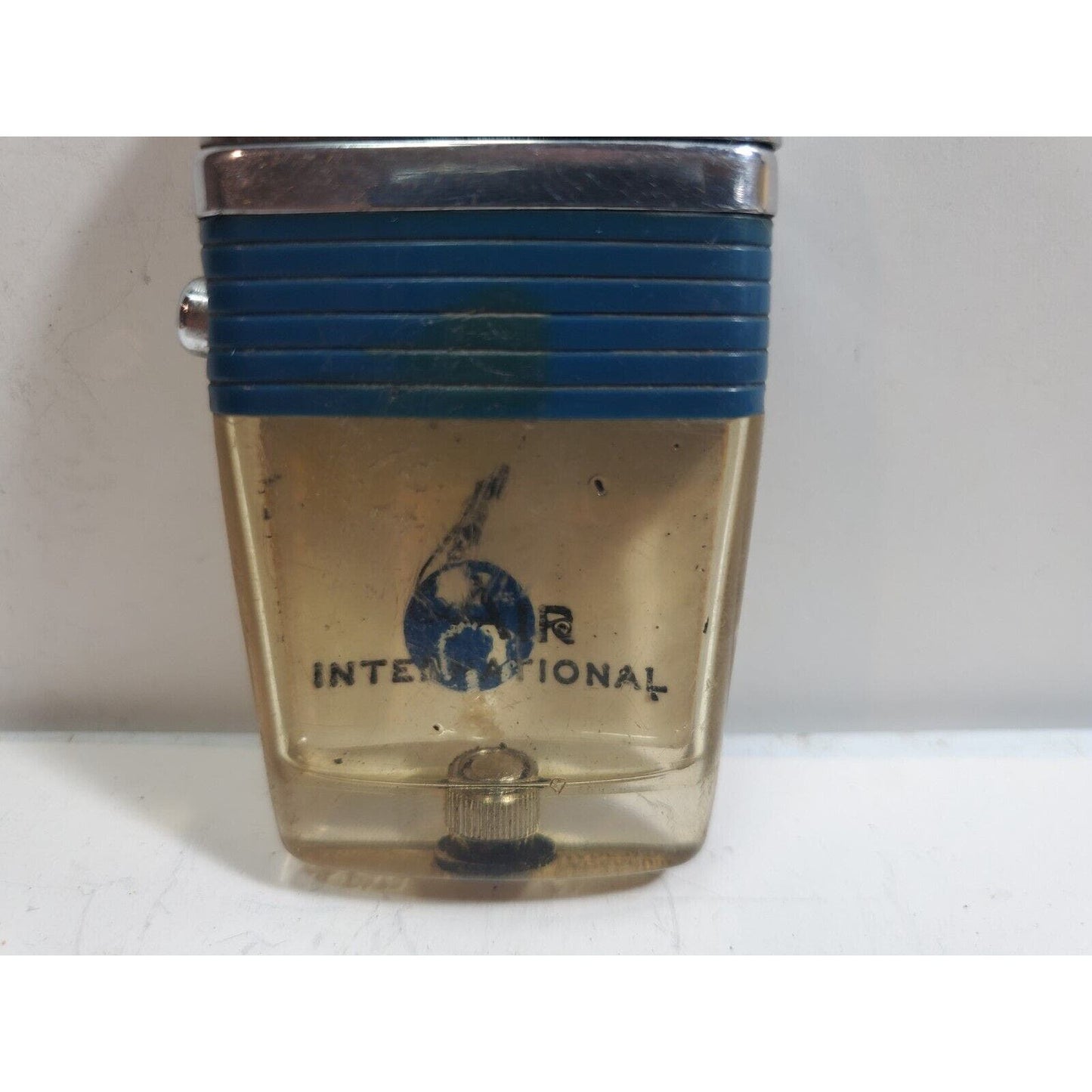 Vintage Working Scripto VU Lighter "Air International" LOGO, Blue 5989/29