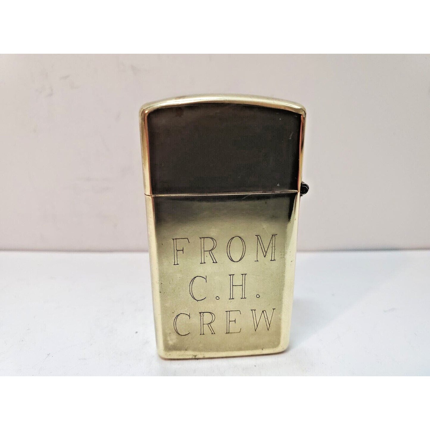 Vintage Working Zippo Engraved BOSS FROM CREW Brass Lighter 6127/33