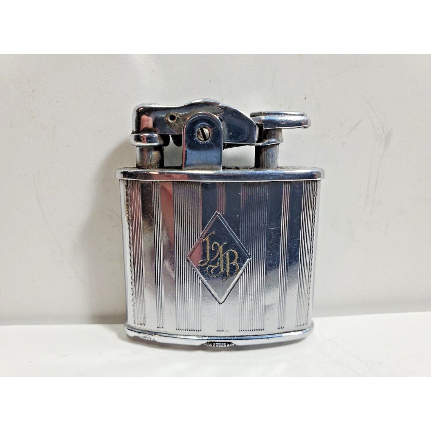 Working Vintage Ronson Art Metal Works Art Deco De-Light Silver Lighter. RARE