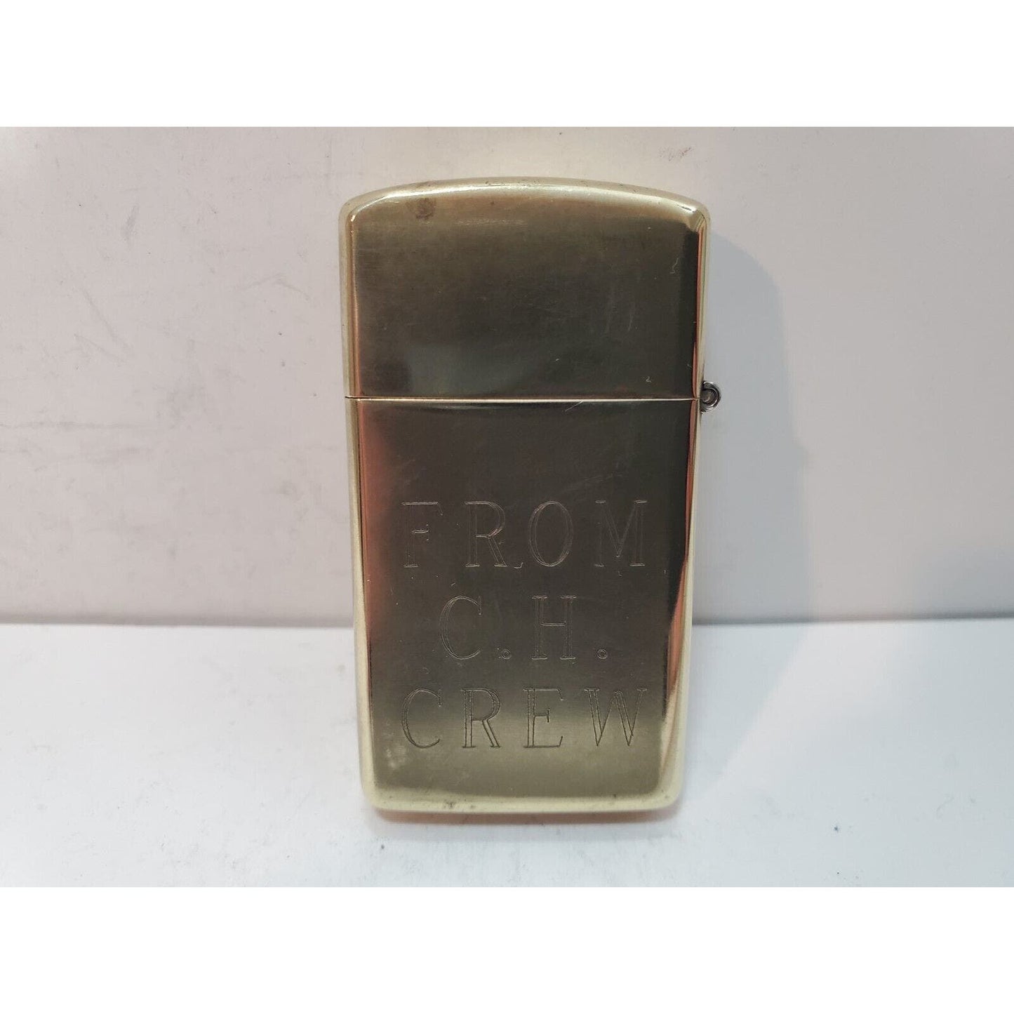 Vintage Working Zippo Engraved BOSS FROM CREW Brass Lighter 6127/33