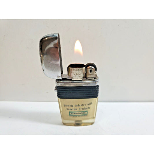 Vintage Working Scripto VU Lighter "Grace" Logo ADVERTISING, Black 6006/29