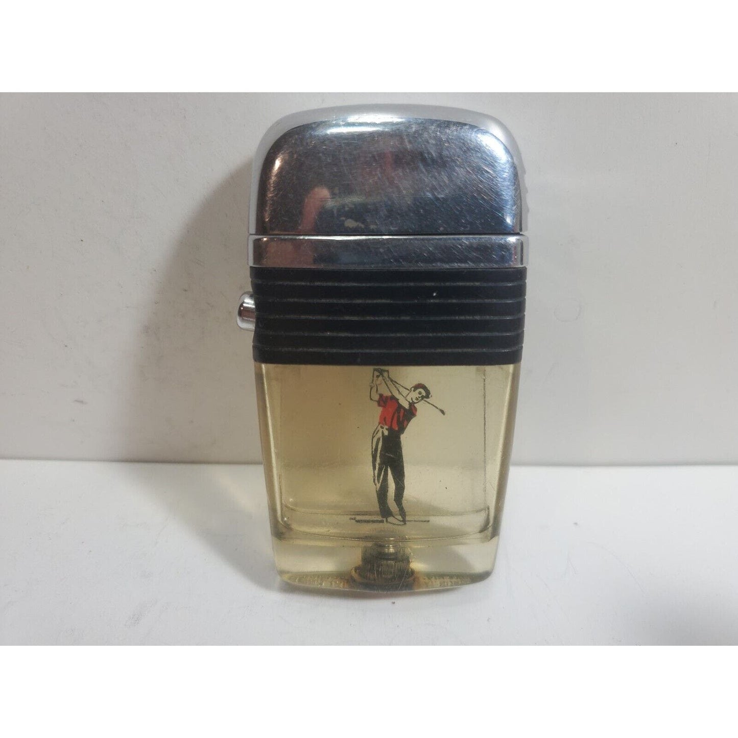 WORKING VINTAGE Scripto Vu Lighter Golfer & Black Band 5928/29