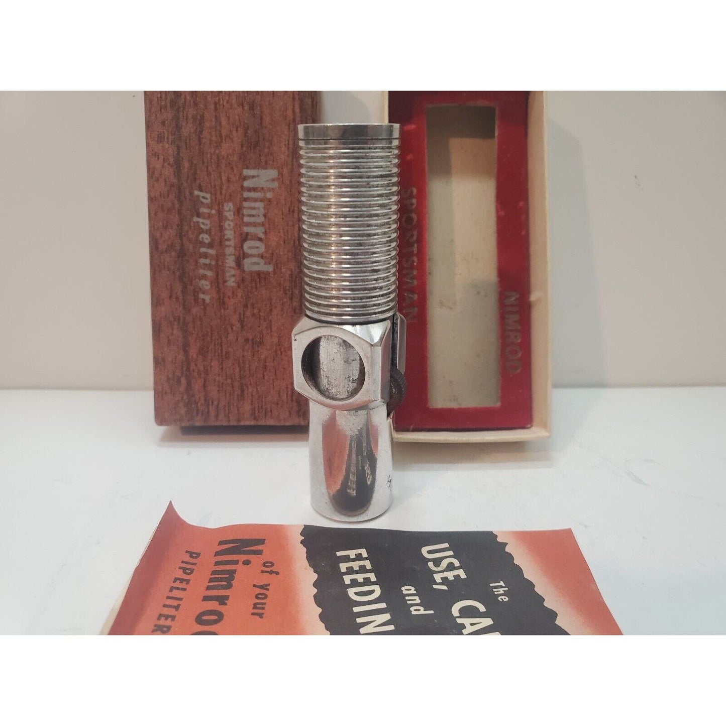Vintage Working Nimrod Pipeliter Pipe Lighter, Original Box 6255/24