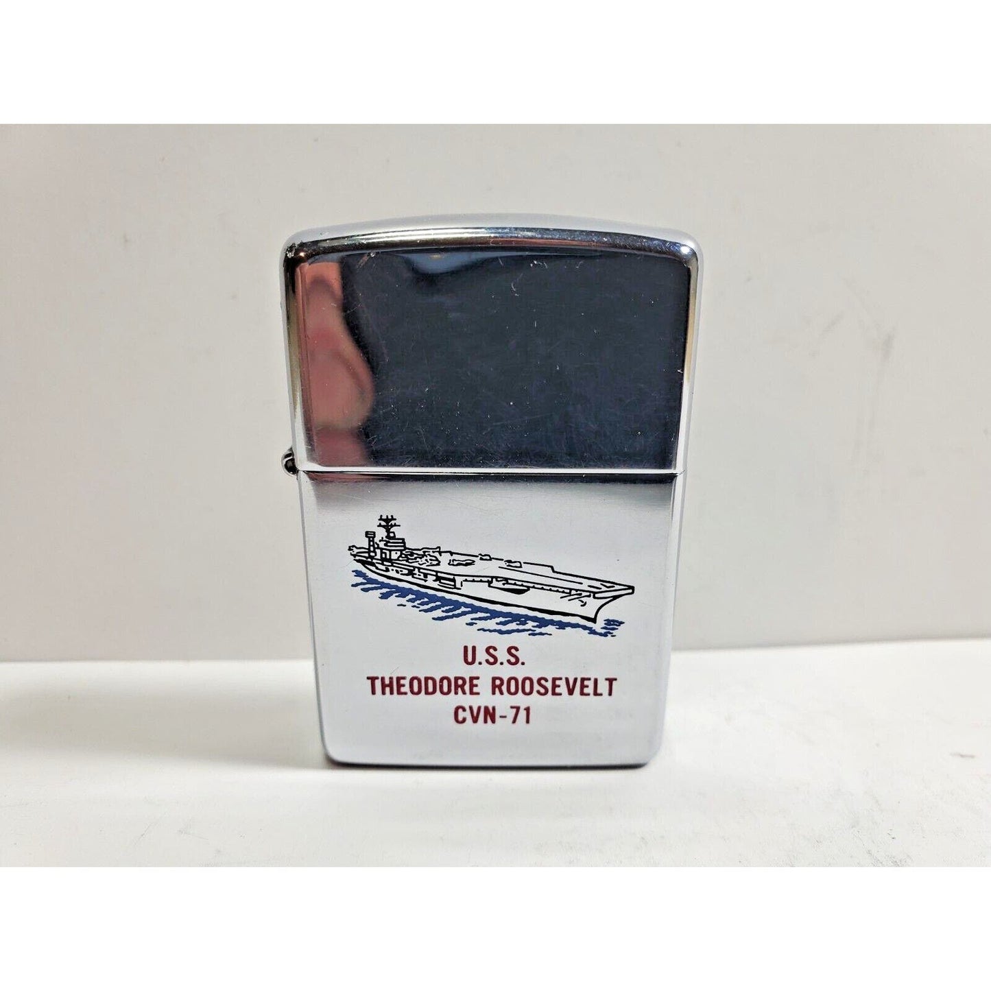 Working Vintage USS Theodore Roosevelt CVN-71 Zippo Lighter 5847/33