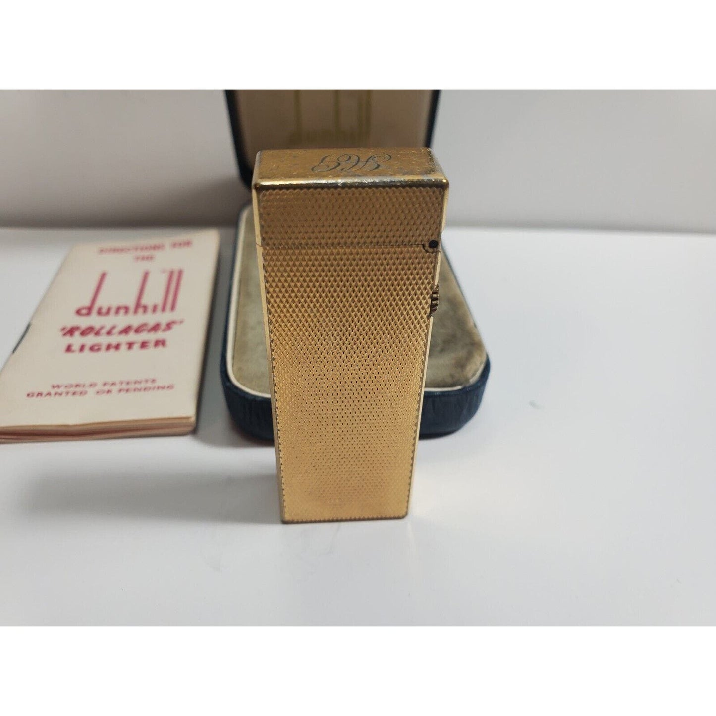 Working Vintage DUNHILL Rollagas Lighter Gold SWISS MADE, Original Case 5688/24