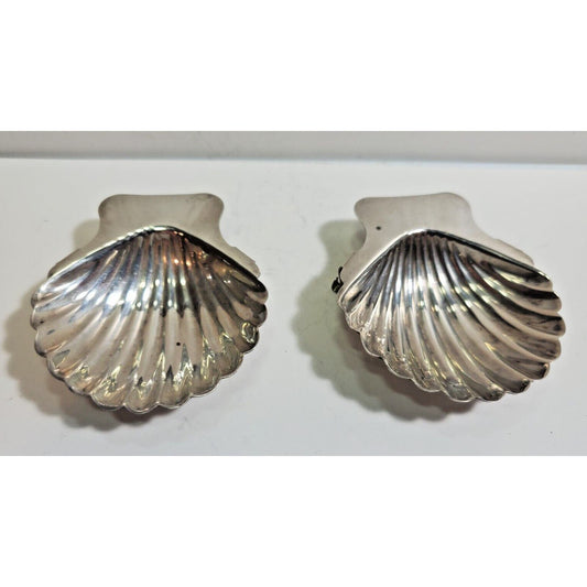 Lot Of 2 Sterling Silver Clam SHELL NUT BOWL Jewelry Trinket Dish Ashtray 3"