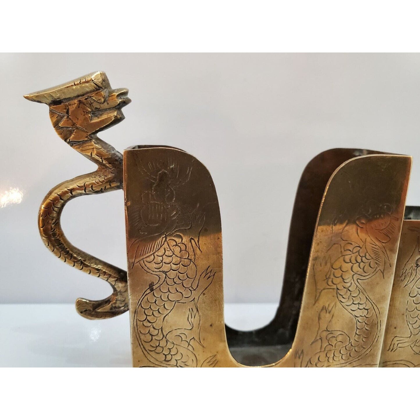 Dragon Brass Vintage  Antique Match, Cigarette Safe / Holder / CASE 5 1/2 x 4"