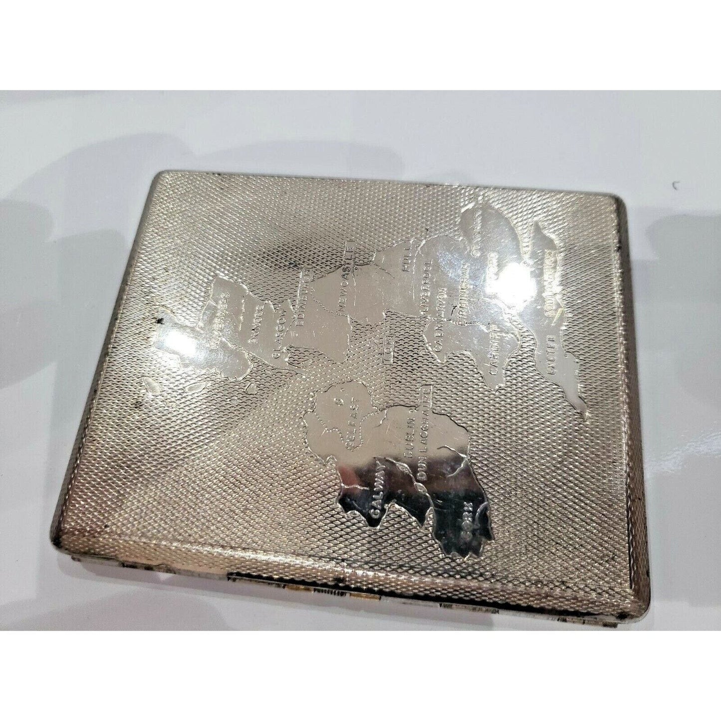 Map Of England Vintage Cigarette Si;ver & Gold Tone CASE 394/18