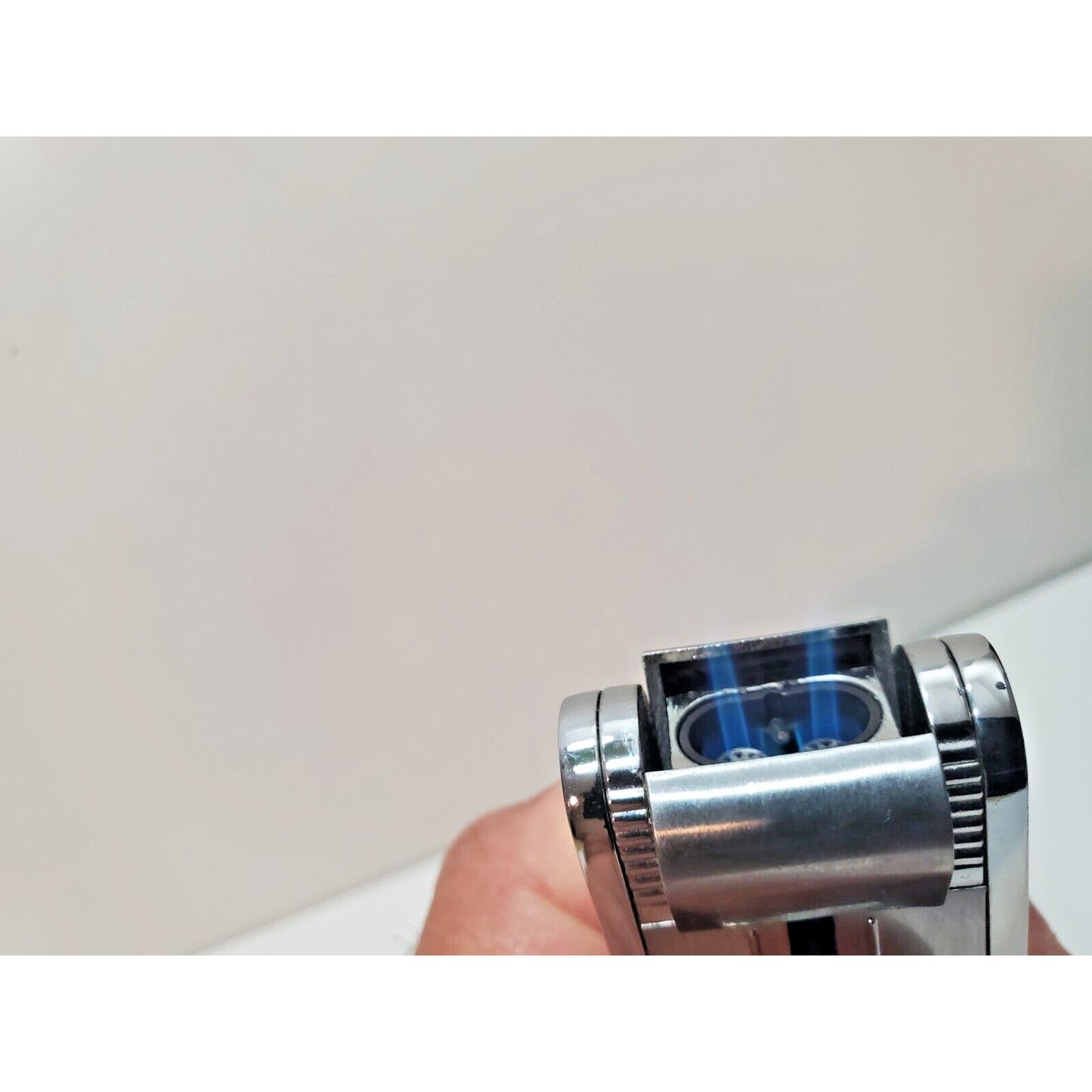 Vertigo Working Butane Silver Lighter, Twin Torch Flame, Cigar Cutter 6152/34