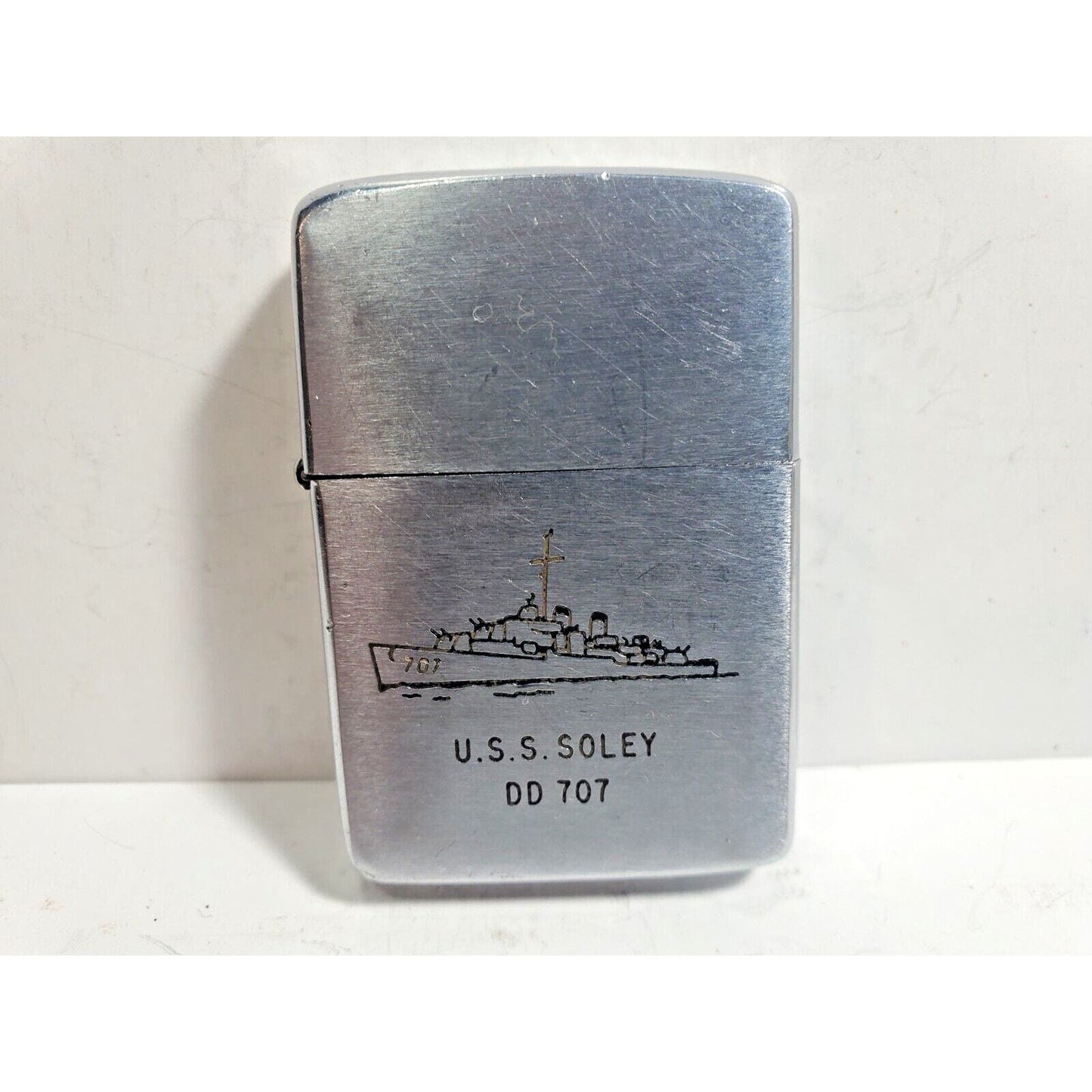 Vintage Working Zippo lighter, USS Soley, DD 707, Pat. 2517191 5871/33