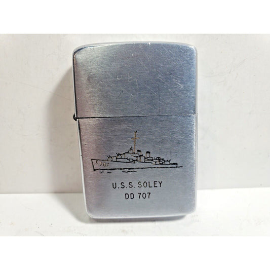 Vintage Working Zippo lighter, USS Soley, DD 707, Pat. 2517191 5871/33