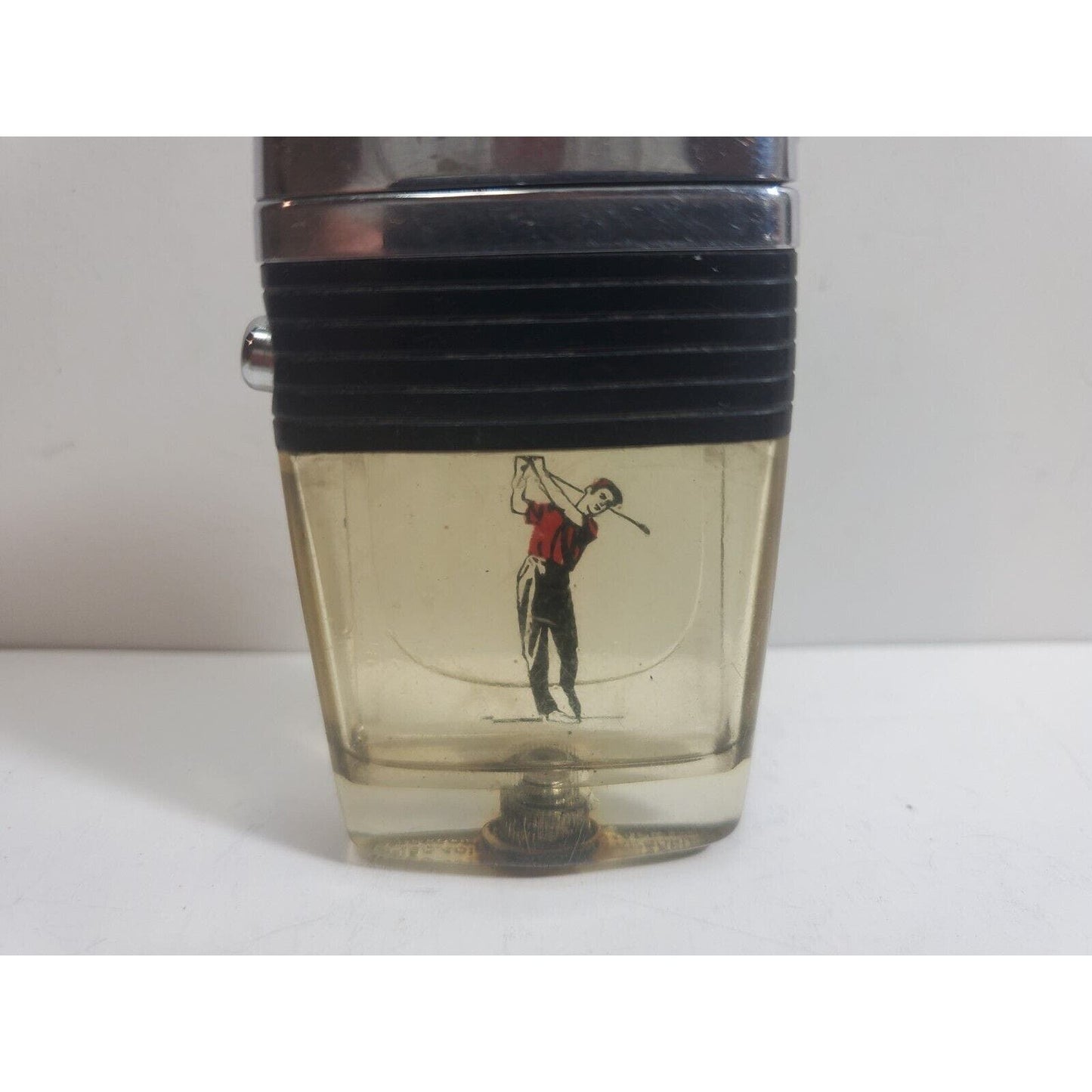 WORKING VINTAGE Scripto Vu Lighter Golfer & Black Band 5928/29
