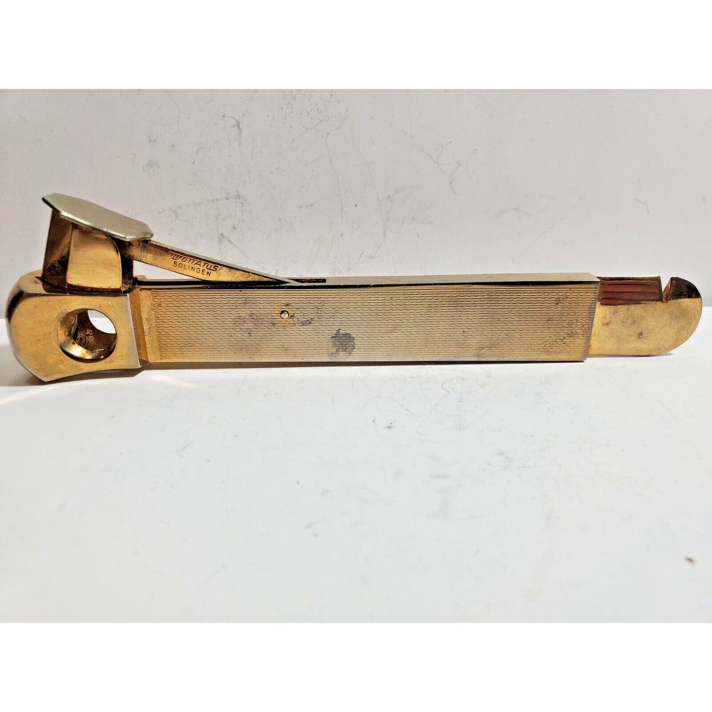 Vintage Working German Donatus Solingen Gold Tone Cigar Cutter 5942/6