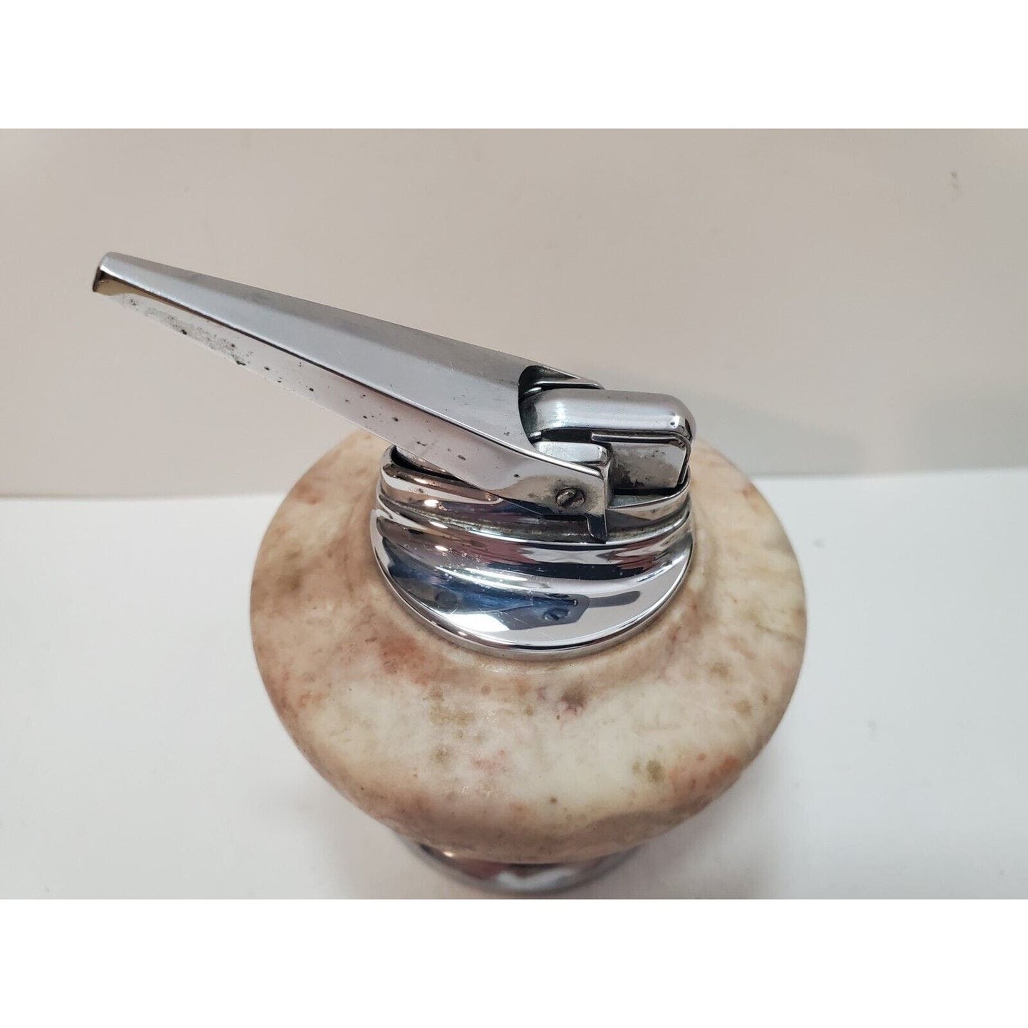 Working Vintage Ronson NORDIC Italian Marble Table Lighter Silver 6202/13