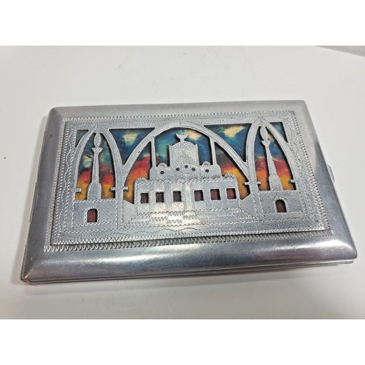 Vintage Silver Tone Ornate Africa POW WWII Cigarette Case, Pin up Girl, 5916/21