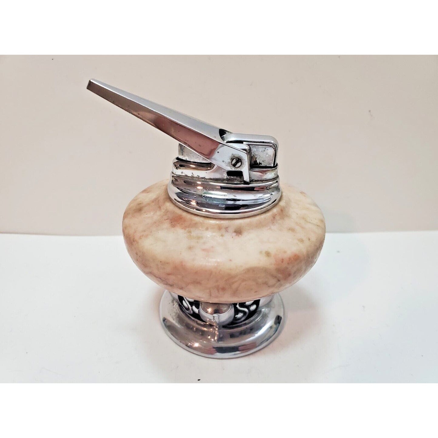 Working Vintage Ronson NORDIC Italian Marble Table Lighter Silver 6202/13