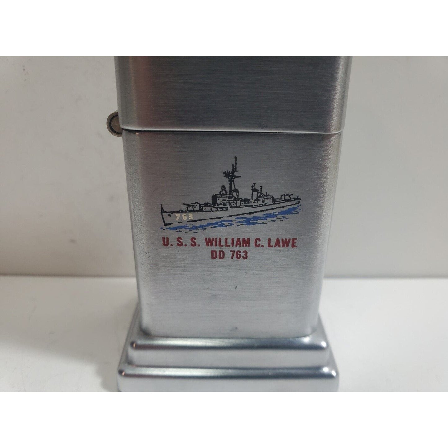 Working Vintage ZIPPO U.S.S. William C. Lawe DD 763 Barkroft 2 Sided 6053/40